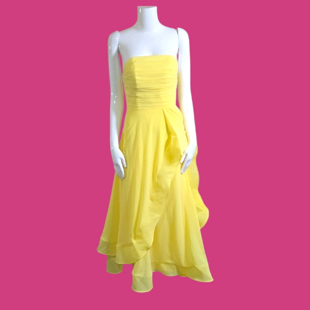 Elegant Yellow Strapless Dress